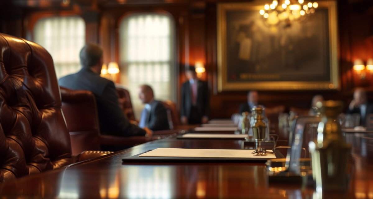 Corporate Executives in a Boardroom Meeting Discussing Market Trends and Strategies AI generated